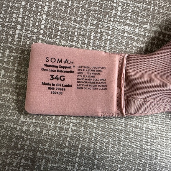 SOMA Stunning Support, Geo Lace Balconette Bra 34G in Dusty Pink - Picture 12 of 12